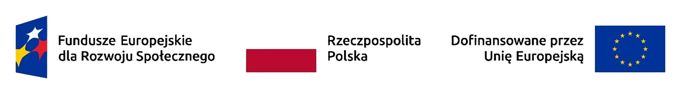 Projekt dofinansowany z Funduszy Europejskich dla Rozwoju Społecznego, Rzeczpospolita Polska i Unia Europejska